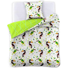 DUCATO gultasveļa, zaļa, apdrukāts dzīvnieku motīvs, 230x220+50x75*2
