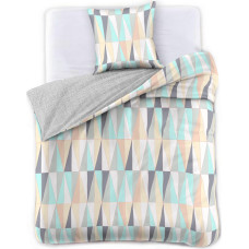 DUCATO gultas veļa, pelēka krāsa, apdrukāts ģeometrisks motīvs, 155x220_80x80*1