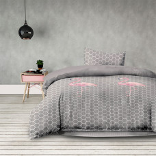 BASIC gultasveļa - pelēka krāsa, apdrukāts dzīvnieku motīvs, moderns stils 135x200+50x75*1