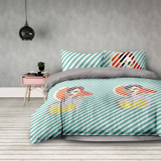 BASIC gultasveļa - piparmētru krāsā, apdrukāts motīvs, moderns stils, moderns stils 155x220*2+80x80*2