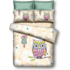 OWLS gultasveļa, krēmkrāsas, apdrukāts dzīvnieka motīvs, 155x220_80x80*1