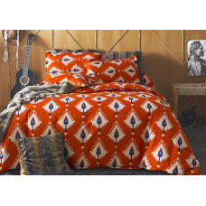 INDIA gultas veļa, ingvera krāsā, apdrukāts moderns motīvs, 155x220_80x80*1