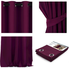 BLACKOUT aizkars, purpursarkanā krāsā, klasisks stils, sudraba aptumšojošie aizkari 140x270