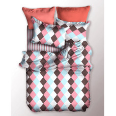 BASIC gultasveļa, brūnā krāsā, apdrukāts ģeometrisks motīvs, 155x220_80x80*1