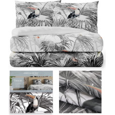 AVERI gultasveļa, pelēka krāsa, apdrukāts dzīvnieku motīvs, tropu stilā 160x200+70x80*2