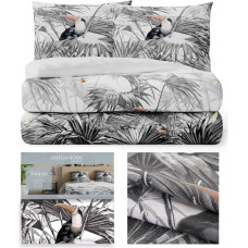 AVERI gultasveļa, pelēka krāsa, apdrukāts dzīvnieku motīvs, tropu stilā 200x220+80x80*2