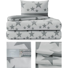 BASIC gultas veļa - pelēkā krāsā, apdrukāts motīvs, moderns stils, moderns stils 155x220*2+80x80*2