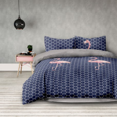 BASIC gultasveļa - tumši zilā krāsā, apdrukāts dzīvnieku motīvs, moderns stils 155x220*2+80x80*2