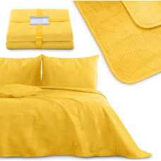 PALSHA gultas pārklājs dzeltenā izšūtā modernā stila samts, poliesters 170x210