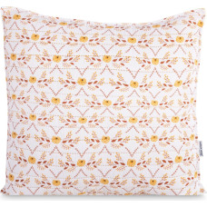 FOLKY dekoratyvinė pagalvė, balta, lapeliai, marginta boho stiliaus, kambarinė, 45x45