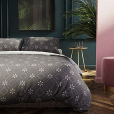 HYPNOSIS gultas veļa, grafīta krāsā, apdrukāts ziedu motīvs, klasisks stils, 155x220*2+80x80*2