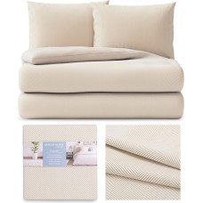 AVERI gultas veļa, dzeltena, apdrukāts motīvs, moderns boho stils, 200x200+80x80*2
