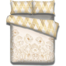 SNUGGY gultas veļa, dzeltena, apdrukāts ziedu motīvs 155x220*2+80x80*2
