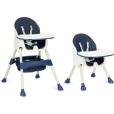 Barošanas krēsls, 2-in-1 augstais krēsls/zemais krēsls ar grozu, tumši zils