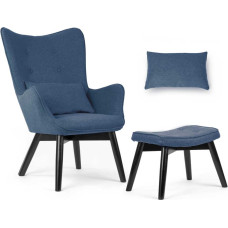 Sofotel Norvēģijas spārnu krēsls ar krēslu, zils
