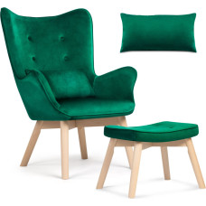 Sofotel Norvēģijas spārnu krēsls ar krēslu, tumši zaļš