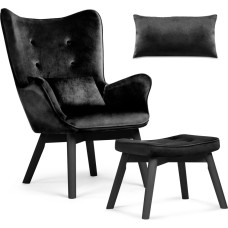 Sofotel Norvēģijas spārnu krēsls ar krēslu, melns