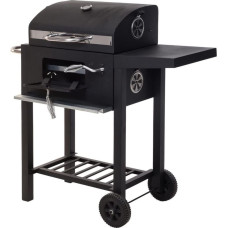 Ogļu Barbekjū ar Vāku un Riteņiem 48,5 x 36 x 96 cm Melns